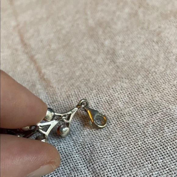 Vintage Old Pawn .925 Sterling Silver and Baltic Amber Organic Floral Bracelet - Picture 8 of 10